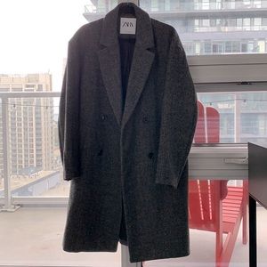 Zara Men’s Double-breasted Overcoat - Medium - Herringbone